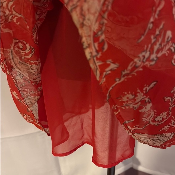 Red Paisley Long Sleeve Flowy Mini Dress. Size Small. - Picture 8 of 8